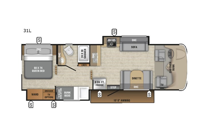 Representative floor plan provided by a trusted RVshare partner.