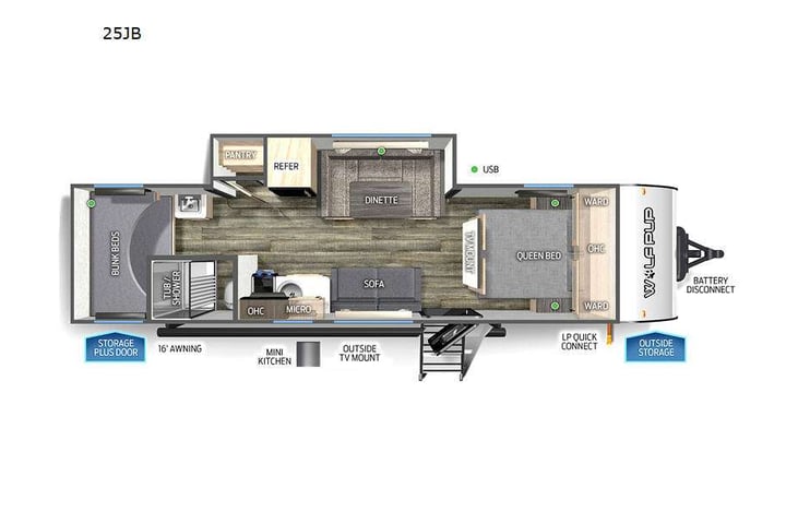 Representative floor plan provided by a trusted RVshare partner.