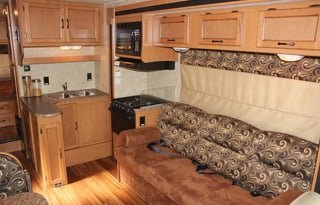 This RV has a very nice layout for a family.