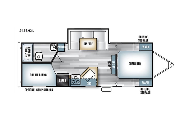 Representative floor plan provided by a trusted RVshare partner.