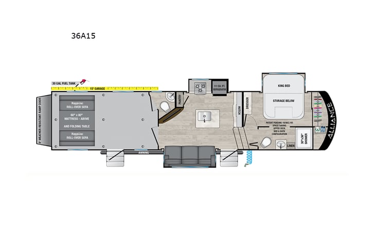 Representative floor plan provided by a trusted RVshare partner.