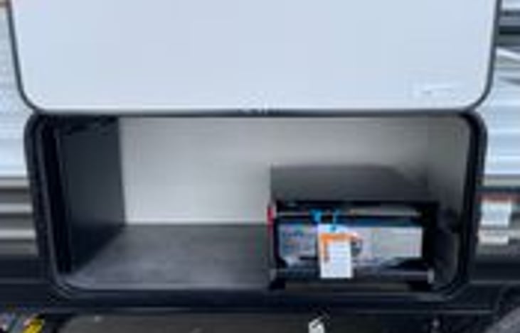 Outside grill and mini fridge