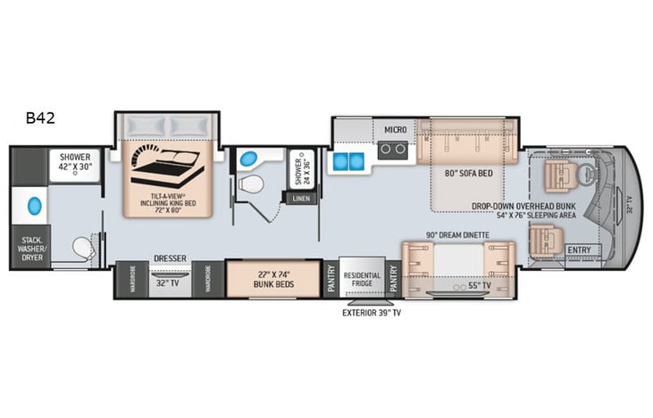 Representative floor plan provided by a trusted RVshare partner.
