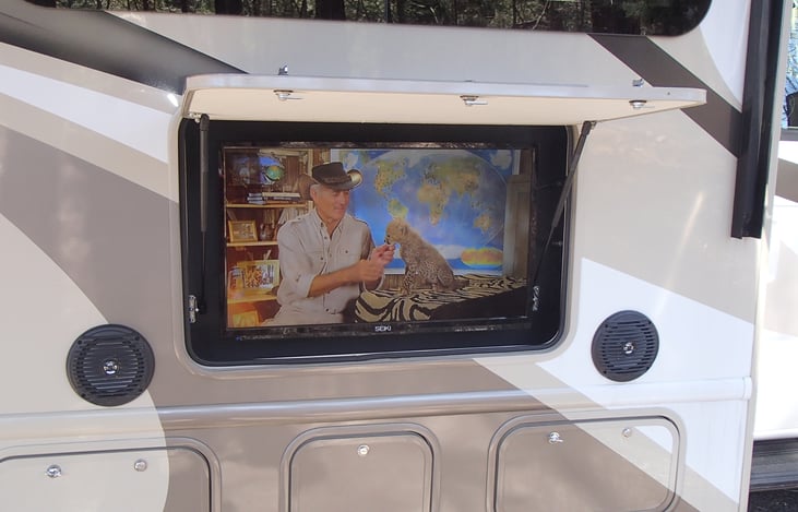 32” TV Monitor outside, so you can Enjoy the Game or the Race, Even when away from home!! OR an excuse for a Movie Under the Stars!!!