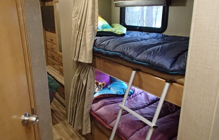 Cozy Space for each kid & A Bed Rail (Upon Request, No Extra Charge!!) for the Upper Bunk to keep the Little One’s in, INCLUDED!!