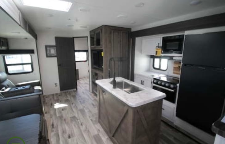 View of main living area and kitchen.