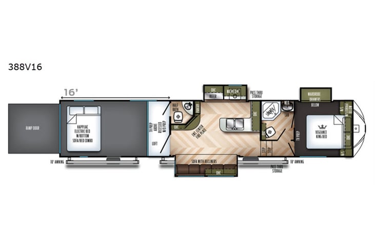 Representative floor plan provided by a trusted RVshare partner.