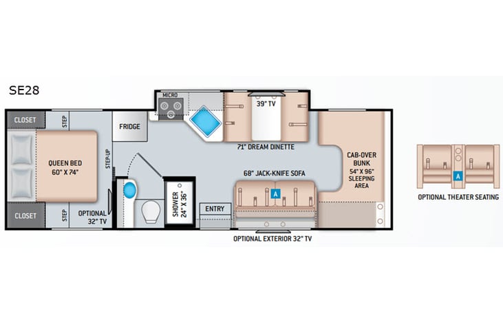 Representative floor plan provided by a trusted RVshare partner.