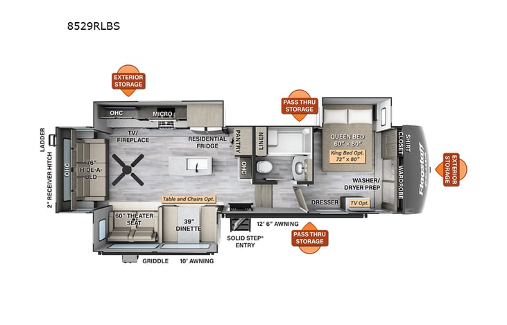 Representative floor plan provided by a trusted RVshare partner.