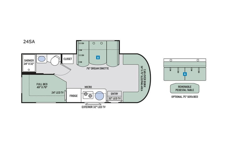 Representative floor plan provided by a trusted RVshare partner.