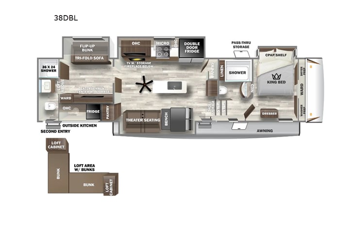 Representative floor plan provided by a trusted RVshare partner.