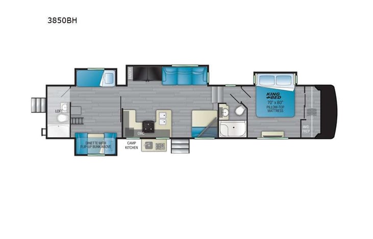 Representative floor plan provided by a trusted RVshare partner.