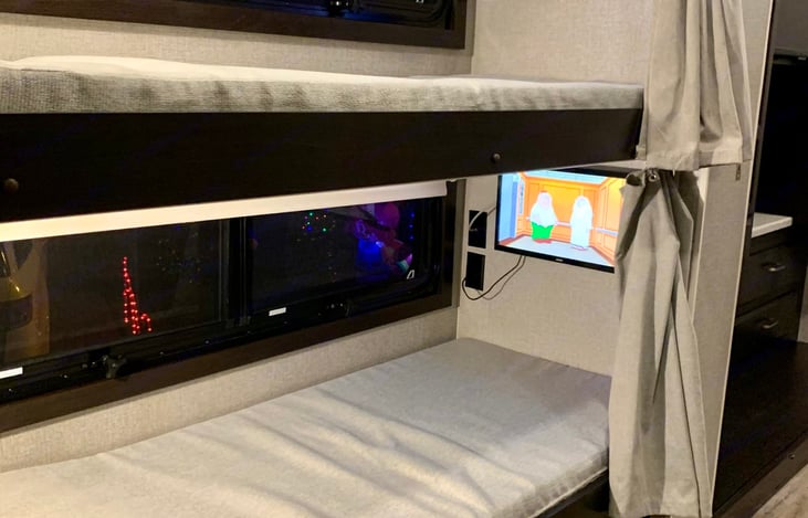 each bunkbed has its own smart TV