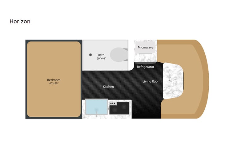 Representative floor plan provided by a trusted RVshare partner.