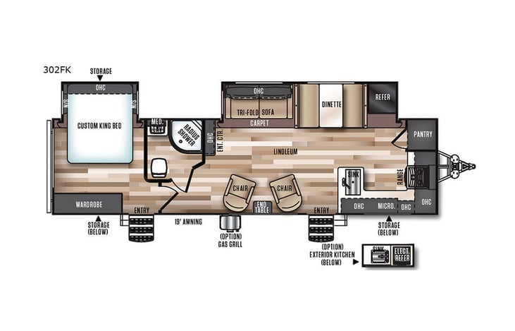 Representative floor plan provided by a trusted RVshare partner.