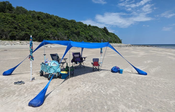 Beach Package - 4 Chairs, 2 Umbrellas, Beach Wagon, Cooler, UV Protective Shade and Beach Toys