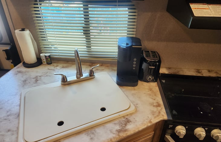 Large sink with topper for added counter space
