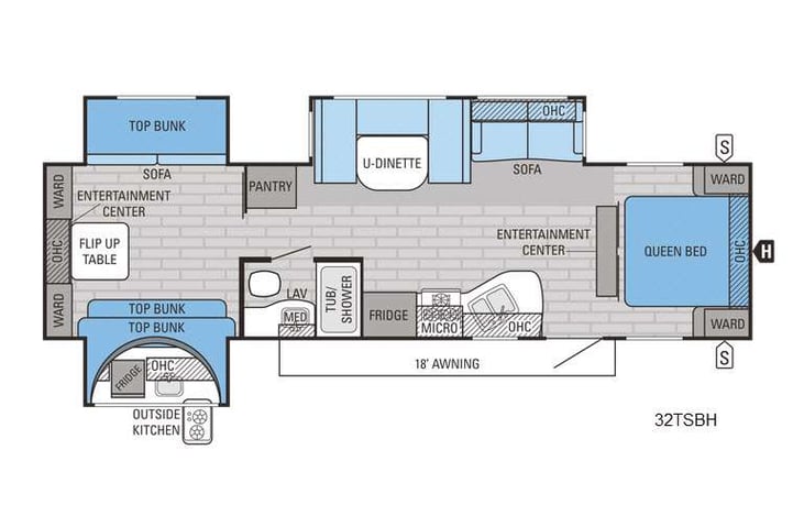 Representative floor plan provided by a trusted RVshare partner.