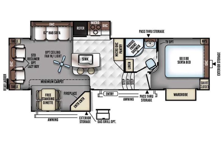Representative floor plan provided by a trusted RVshare partner.