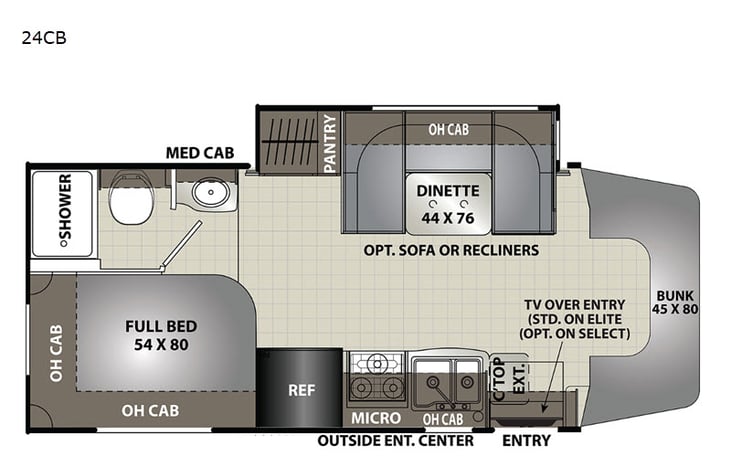 Representative floor plan provided by a trusted RVshare partner.
