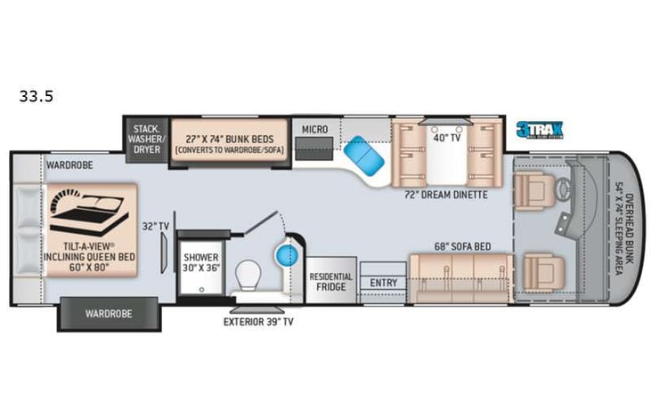 Representative floor plan provided by a trusted RVshare partner.