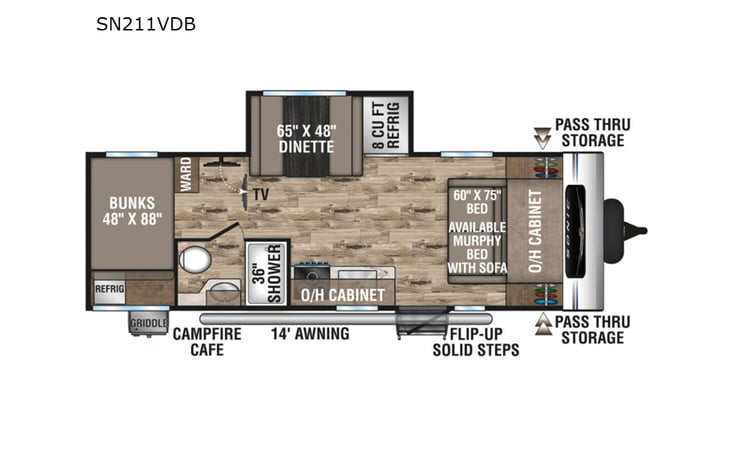 Representative floor plan provided by a trusted RVshare partner.