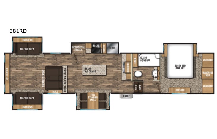 Representative floor plan provided by a trusted RVshare partner.