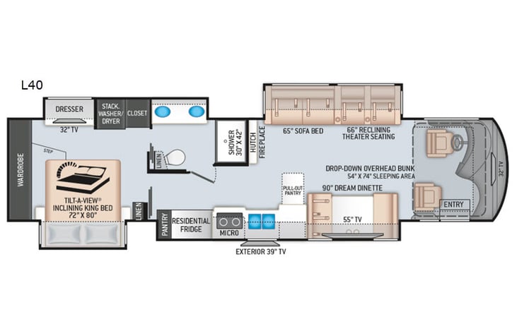 Representative floor plan provided by a trusted RVshare partner.