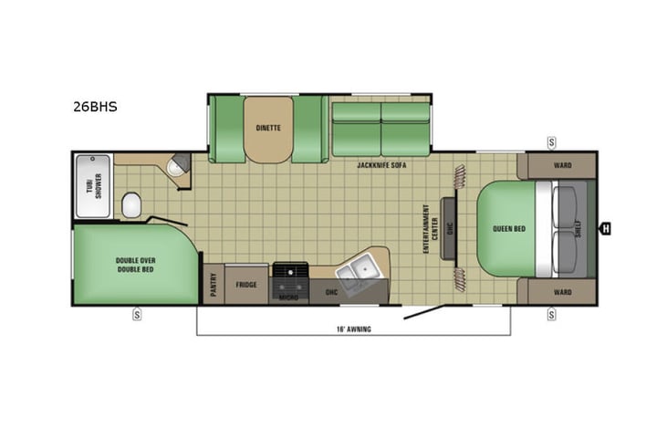 Representative floor plan provided by a trusted RVshare partner.