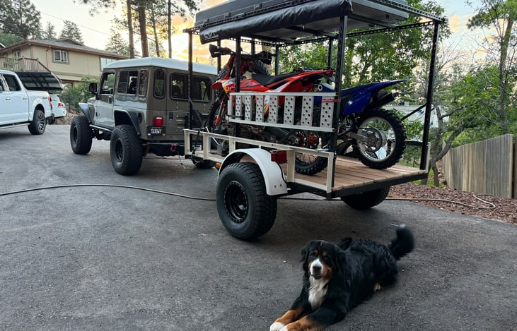 We also tow it with our 06 Jeep LJ to enjoy off grid dispersed camping