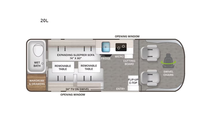 Representative floor plan provided by a trusted RVshare partner.