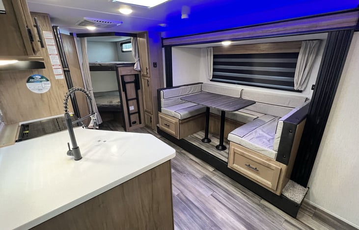 Slide out dinette. LED strip lighting