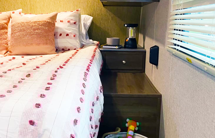 Plenty of storage space on each side of the bed.