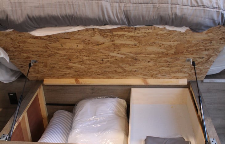Plenty of storage space under the master bed