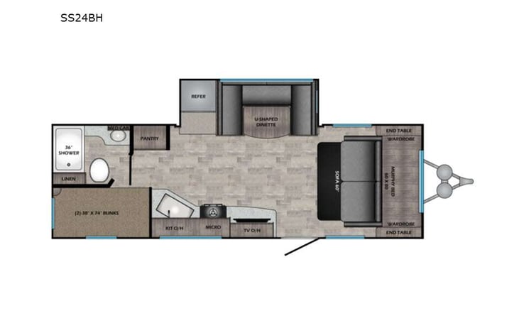 Representative floor plan provided by a trusted RVshare partner.