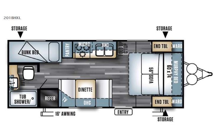 Representative floor plan provided by a trusted RVshare partner.