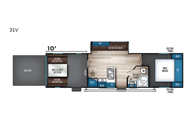 Representative floor plan provided by a trusted RVshare partner.