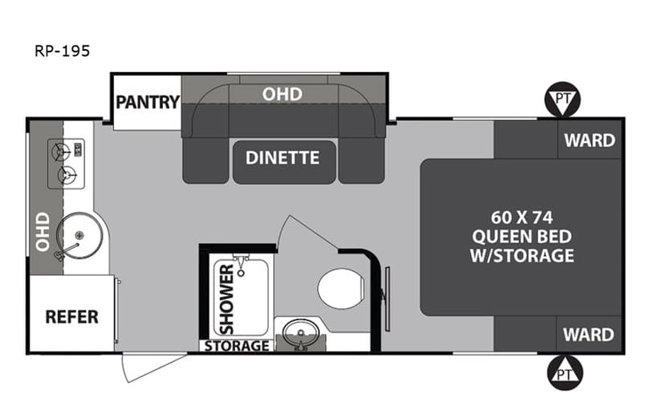 Representative floor plan provided by a trusted RVshare partner.