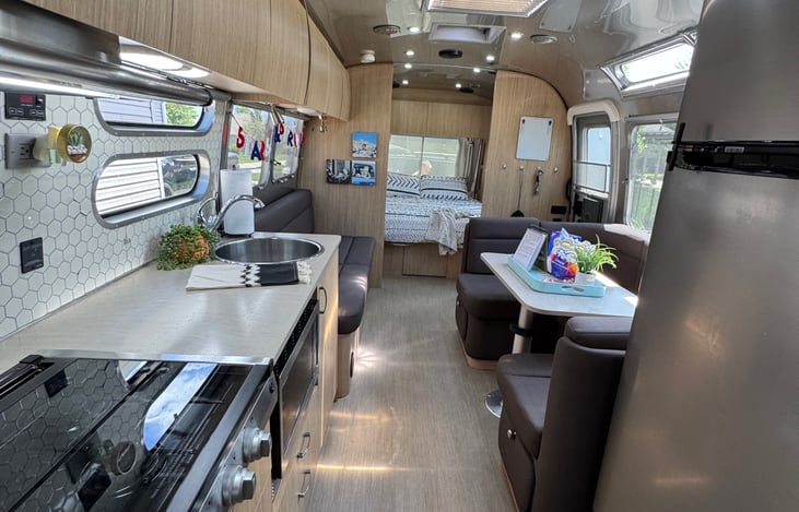 Looking from the bathroom towards the front of the camper.