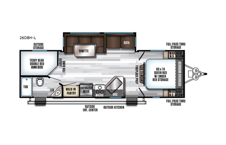 Representative floor plan provided by a trusted RVshare partner.