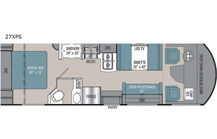 Representative floor plan provided by a trusted RVshare partner.