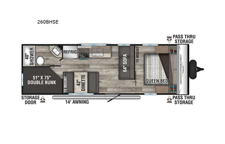 Representative floor plan provided by a trusted RVshare partner.