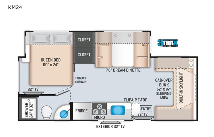 Representative floor plan provided by a trusted RVshare partner.