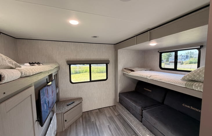 Large bunkhouse with amazing floor space, TV, DVD and Game system for the kids.