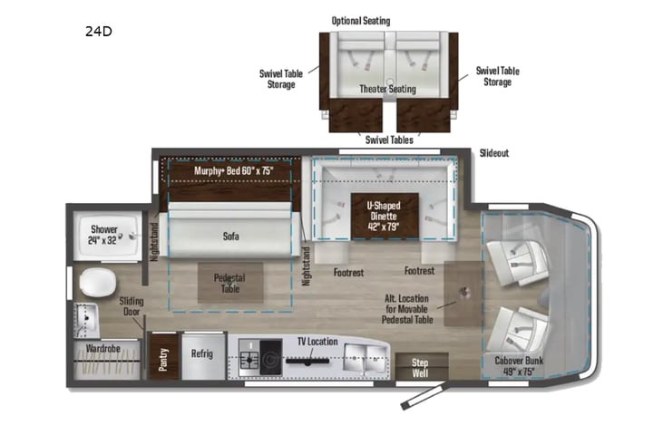 Representative floor plan provided by a trusted RVshare partner.