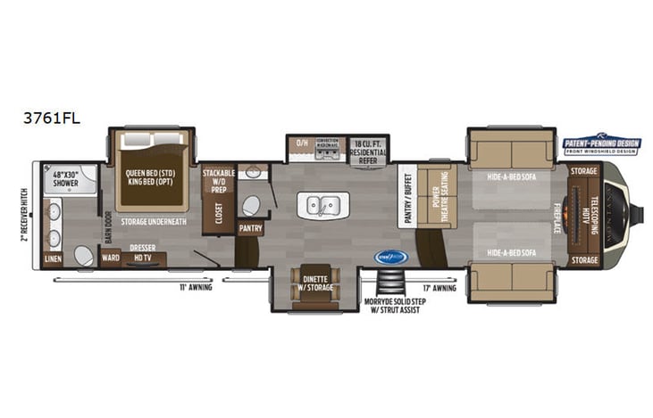 Representative floor plan provided by a trusted RVshare partner.