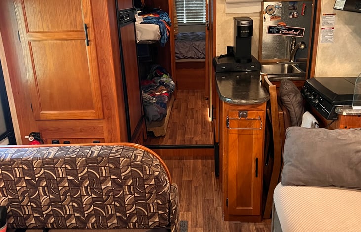 Plenty of room with slides closed to access entire camper while driving.