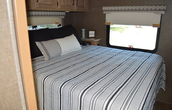 Master bedroom with tons of storage space and upgraded memory foam mattress.