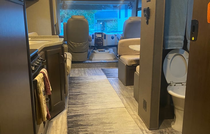 Interior from back of coach to front