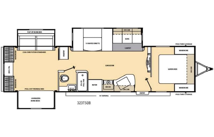 Representative floor plan provided by a trusted RVshare partner.